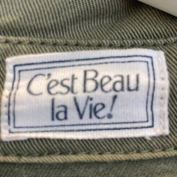 Khaki Green Military Style Overall Shirt Jacket Size 8 10 - Picture 2 of 5